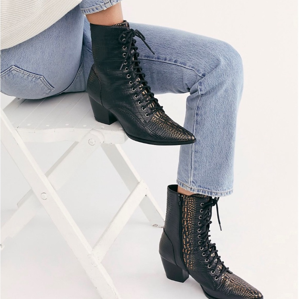 Brown lace up boots